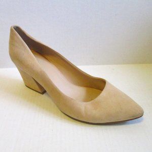 *Boktier Beige Suede 'STELLA' Pumps Pointed Toe Block Heels